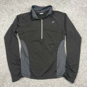 Head Tennis Shirt Womens Large Black Long Sleeve 1/4 Zip Athleticwear Athleisure